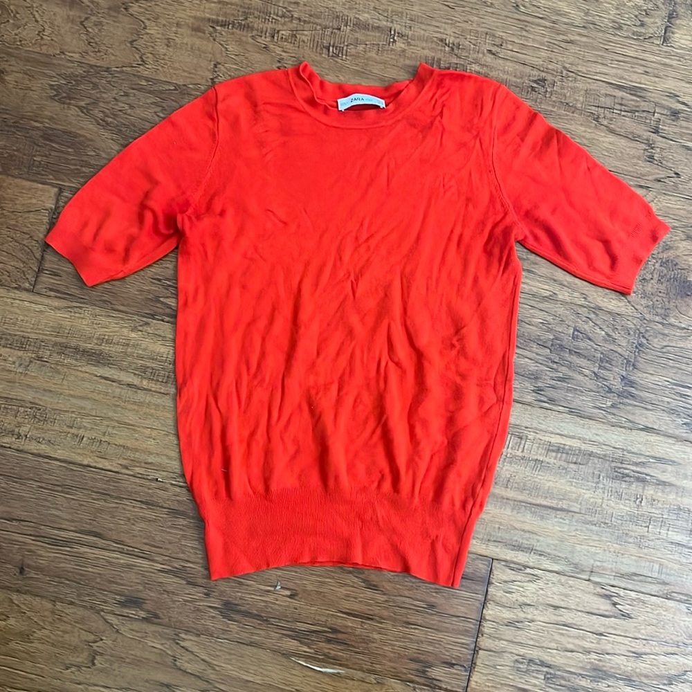 Zara knit crewneck short sleeve sweater